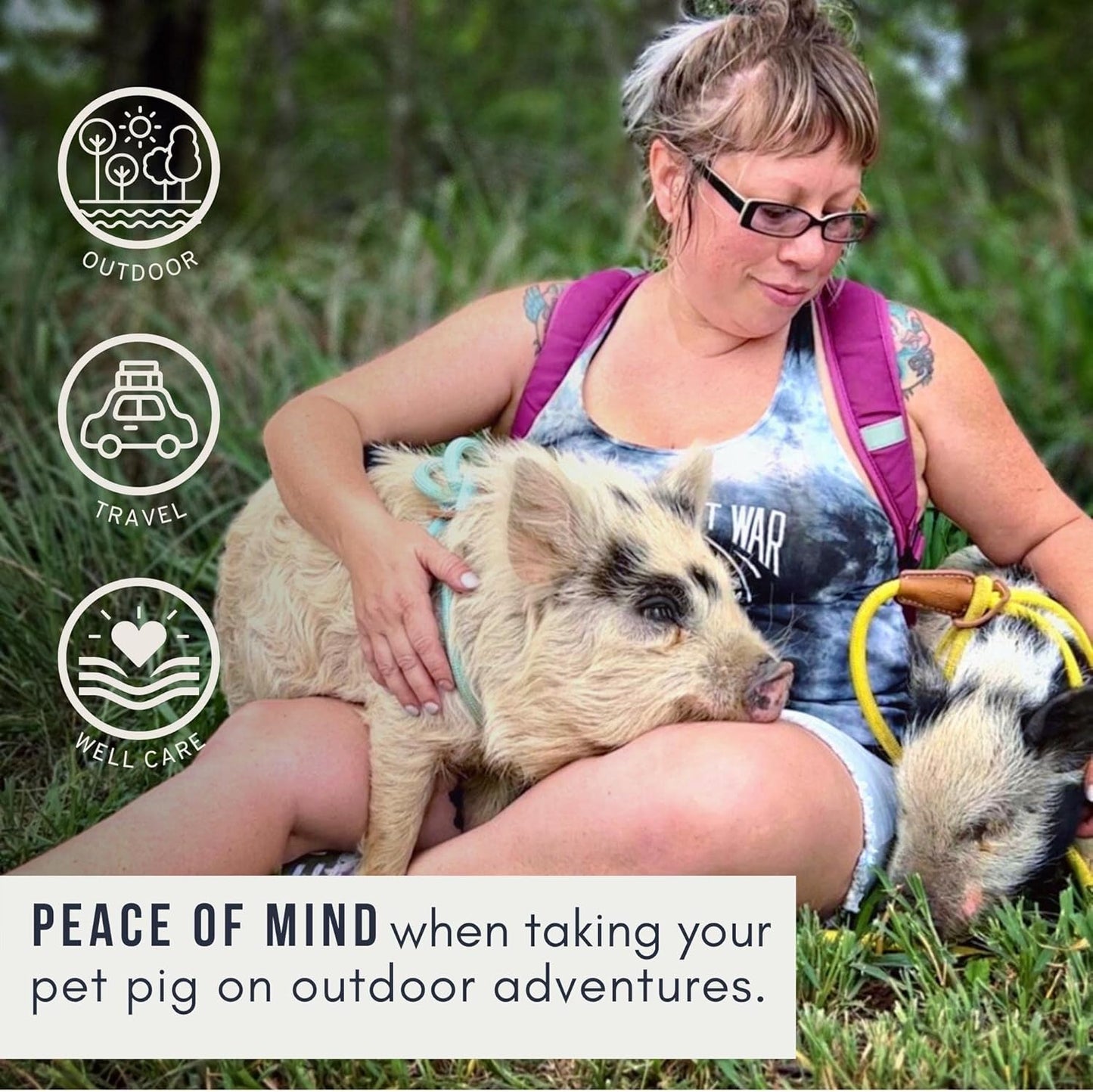 Mini Pig Harness & Leash (S/M) - Fully Adjustable, Infinity Style Lead, Step-in Harness, Potbelly Supplies, All-in-One - Ideal for Small & Medium Pet Pigs (Small, Eggshell Blue)