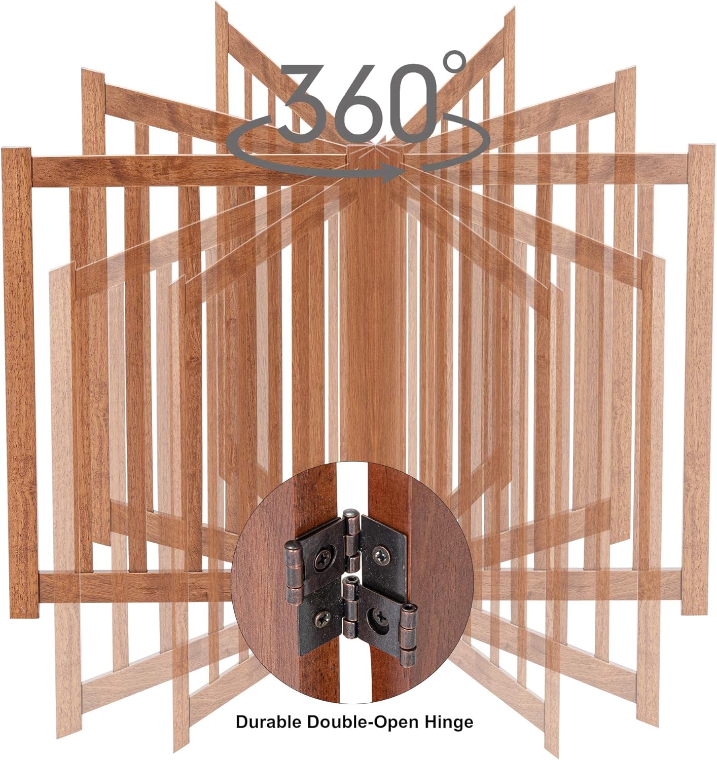 LZRS 3-Panel Wooden Free Standing Foldable Dog Gate Indoor – 24" High,Step-Over Safety Pet Gate for Doorways, Stairs, Hallways, Indoor Dog Barrier for Small to Medium Dogs & Puppies, Oak