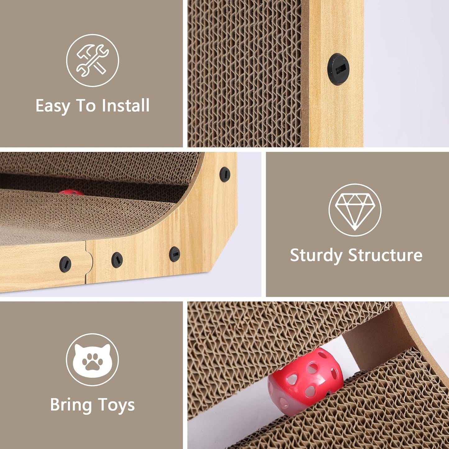 Cat Scratcher, 26.7 L Shape Cat Scratch Pad Wall Mounted, Cat Scratching Cardboard for Indoor Cats