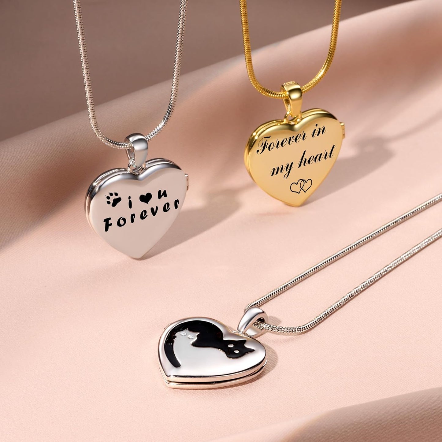 Fanery Sue Personalized Customized Pet Locket Necklace, Heart Lockets Picture Necklaces Dog Memorial Gifts Cat Sympathy for Women Men