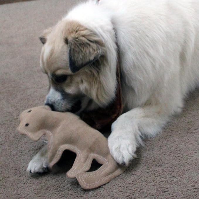 SPOT Dura-Fused Leather Buffalo Dog Toy – Durable Real Leather & Jute Chew Toy with Squeaker, Double-Stitched for Moderate Chewers, Medium & Large Dogs, 11.5in