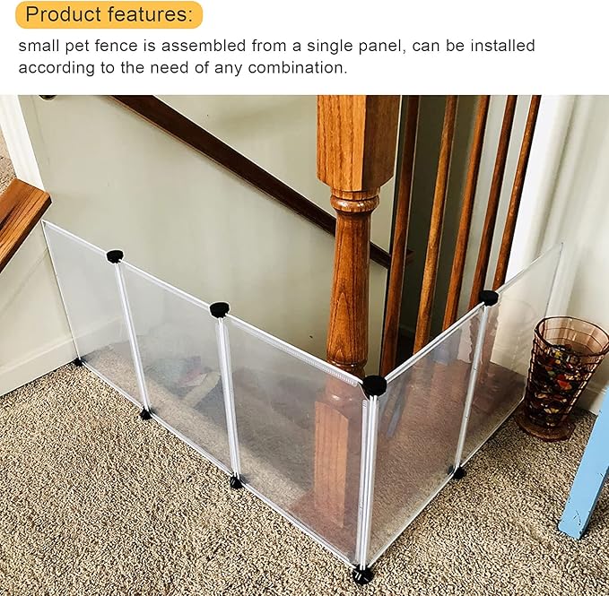 kathson Plastic Small Pet Playpen,Portable Bunny Pen,13.8" X 13.8" Rabbit Cage DIY Metal Enclosure Yard Outdoor & Indoor Fence for Cat Guinea Pig Hedgehogs Kitten Rat(12 Panels)