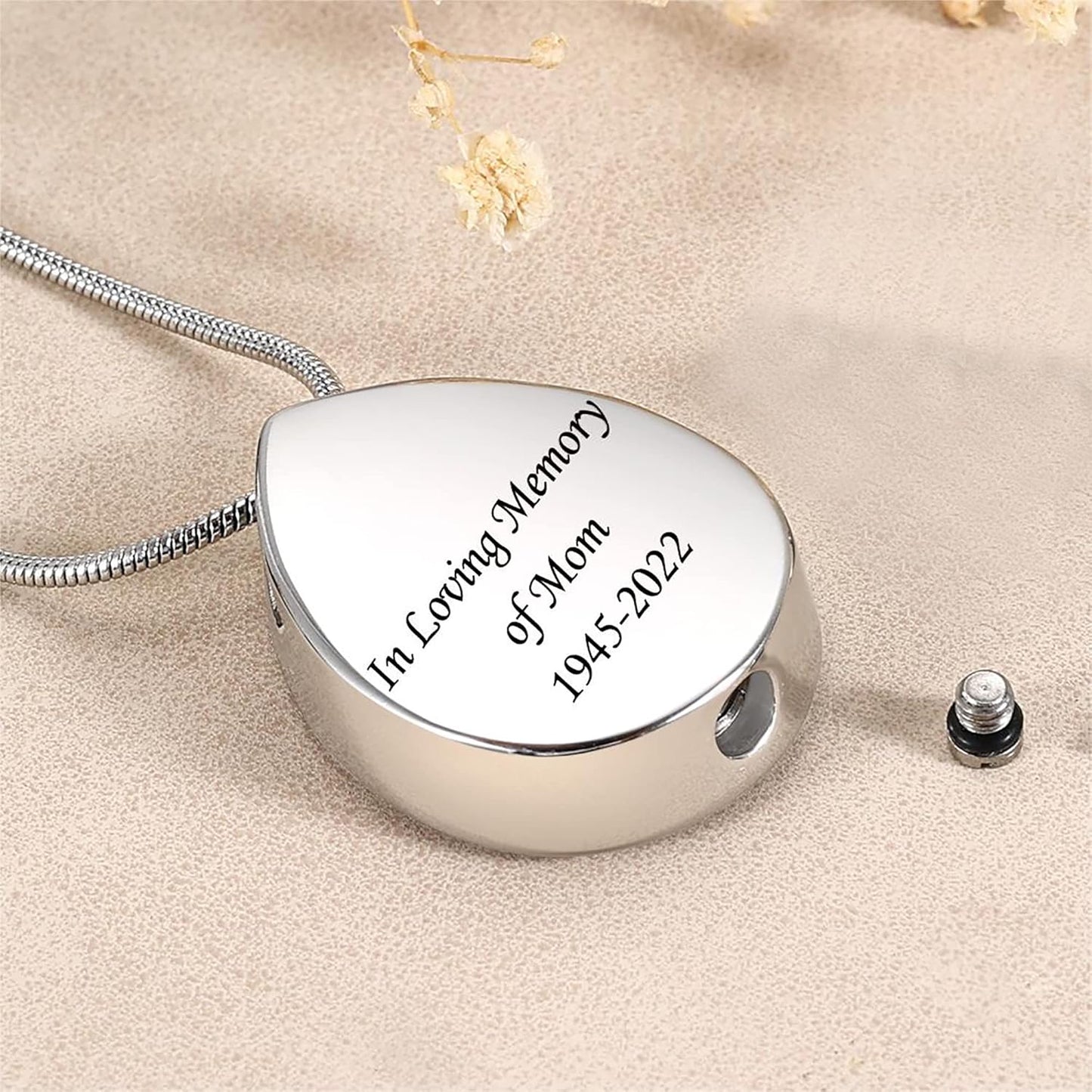 Farfume Personalized Pet Urn Necklace for Dog Cat Ashes Cremation Pet Memorial Customized Photo Text Engraving Pendant Keepsake Funeral Jewelry