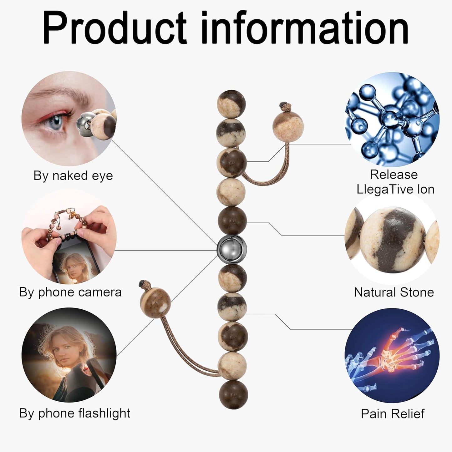 EMIRISTIC Custom Photo Bracelet - Personalized Picture Natural Stone Cuban Chain Bracelet - Any Special Day Gifts