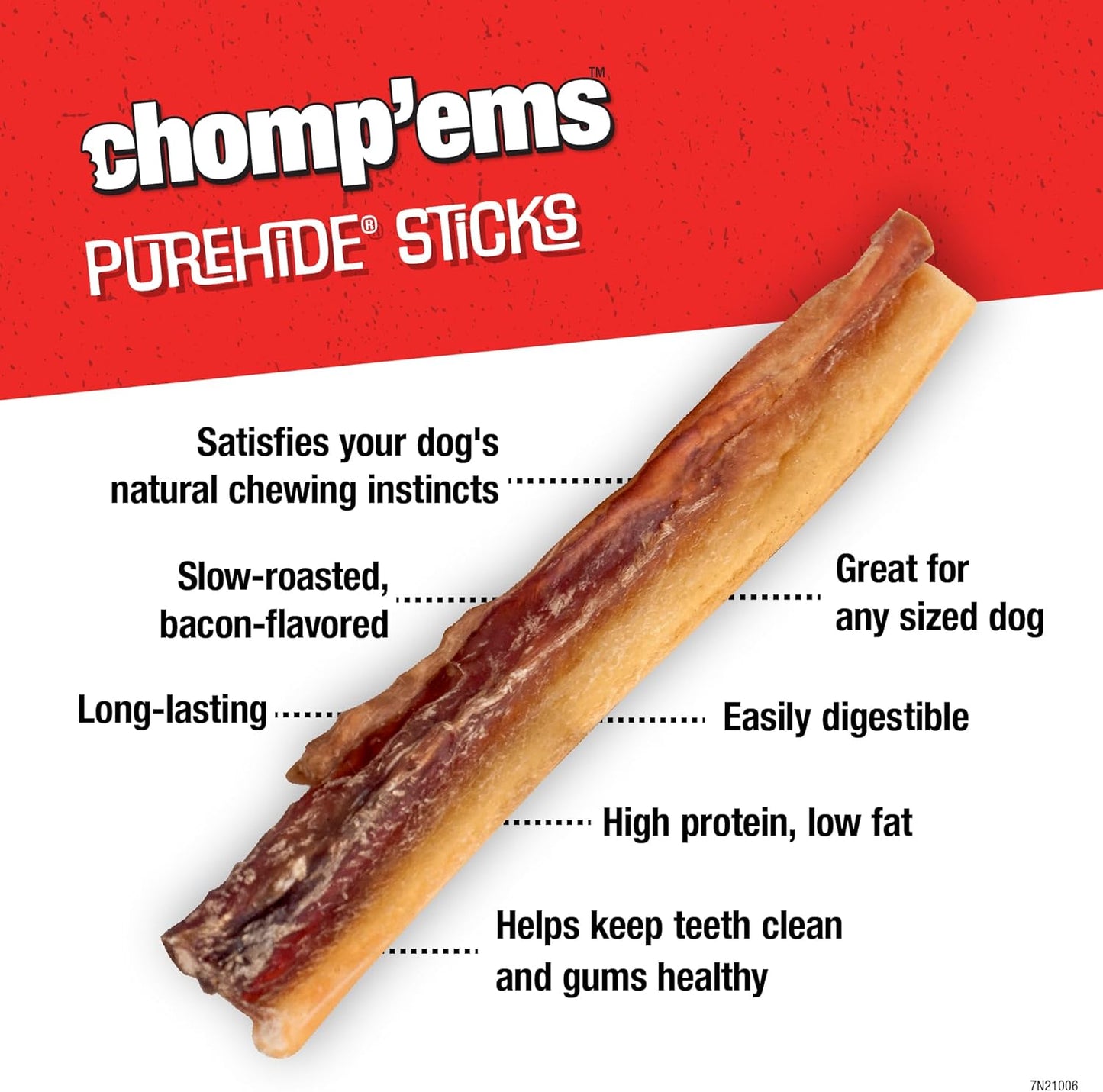 Chomp'ems Purehide Sticks Healthy Natural Rawhide Dog Chew, 12 oz