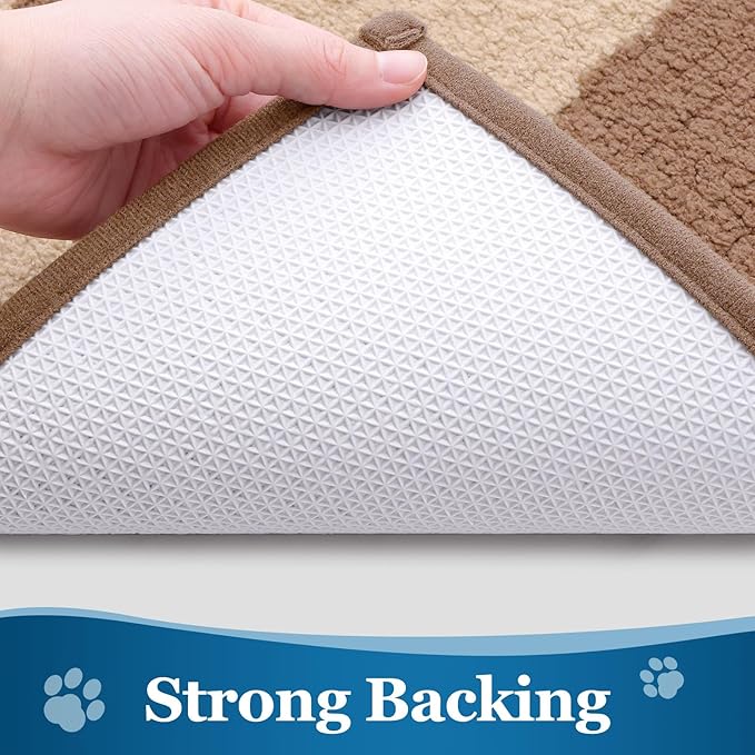 Buganda Dog Door Mat for Muddy Paws, Absorbent Dirt Trapper Washable Indoor Doormats, Non Slip Low-Profile Mud Mat for Dogs, Front Entrance Doormat for Inside Floor (40x32 Inches, Camel)
