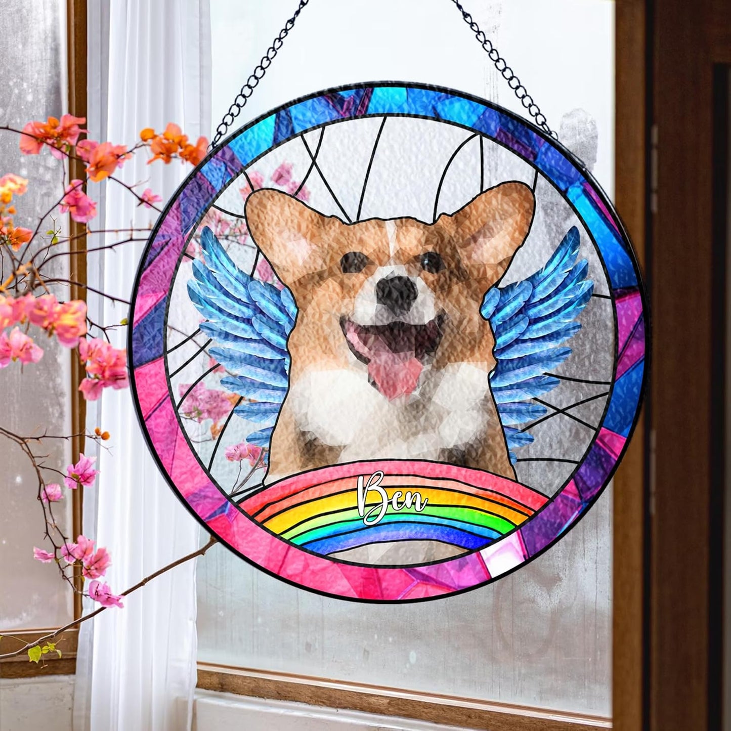 Lovely POD Custom Fur Memorial Suncatcher, Personalized Dog Breeds Suncatcher, Ornament Loss of Pet, Sympathy Gift for Loss of Pet Window Hangings, Dog Lovers Memorial Gift, Home Decor