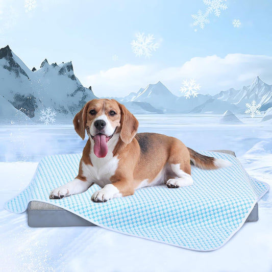 Cooling Blanket for Dogs - Q-MAX>0.4 Waterproof Pet Throw Blanket Bed Cover, Non-Slip Dog Blankets for Couch Protector, Washable Furniture Cover for Summer, Pearl Blue,30x40