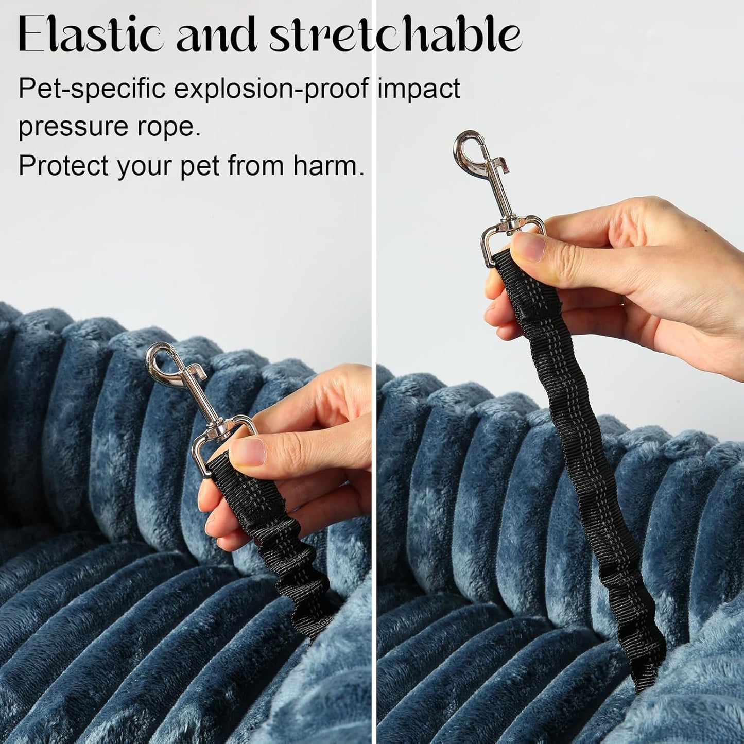 Dog Car Booster Seat, for Small Dogs Under 30 lbs, Detachable Washable Travel Bed with Storage Pockets and Safety Belt (SOMKY Blue, Medium)