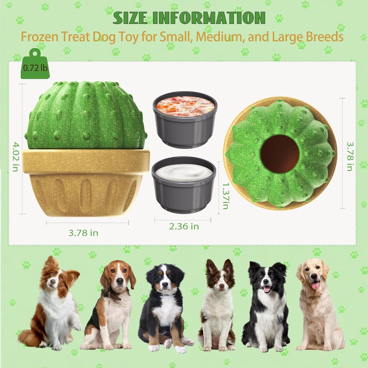 Interactive Dog Toys, Frozen Treat Dispensing for Aggressive Chewers, Indestructible Nylon Chew Toy, Slow Puzzle Feeder for Healthy Eating, for Small Medium Large Breed to Keep Them Busy, Green