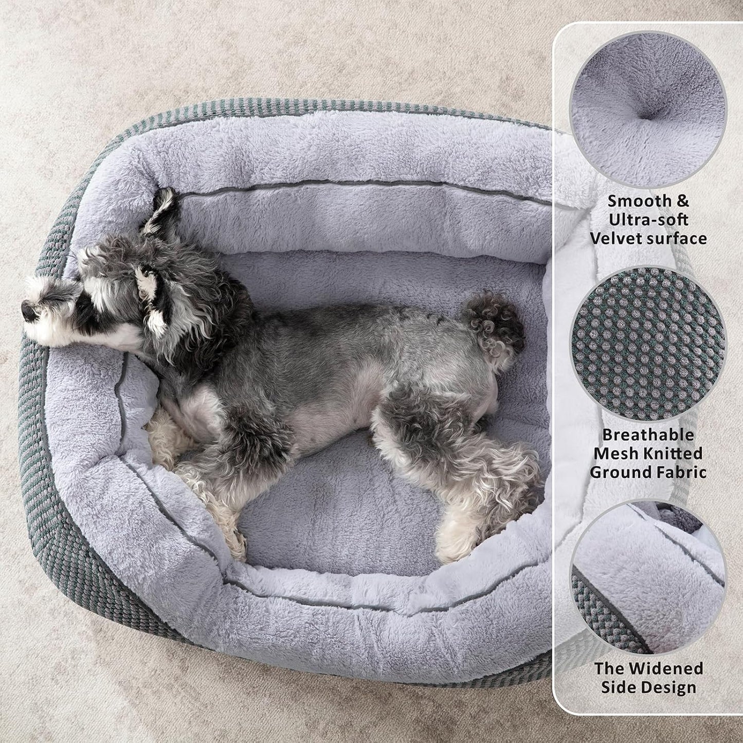 INVENHO Large Dog Beds Large Sized Dog Washable, Orthopedic Warming Soft Sleeping Puppy Bed Durable Pet Bed with Anti-Slip Bottom L(35"x25"x10")