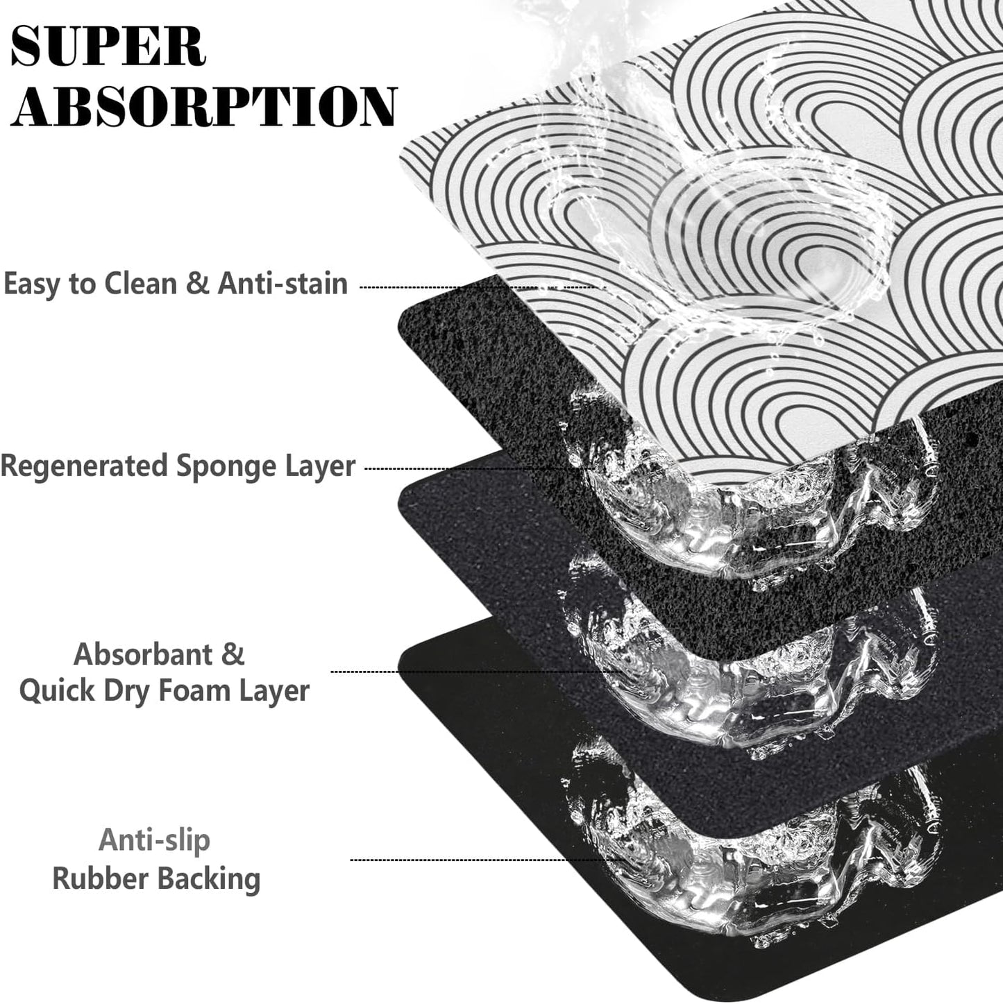 Dog Food Mats for Floors Absorbent, Pet Cat Food Mat - Quick Dry Dog Bowl Mats for Food and Water, Eco-Friendly Boho Pet Supplies