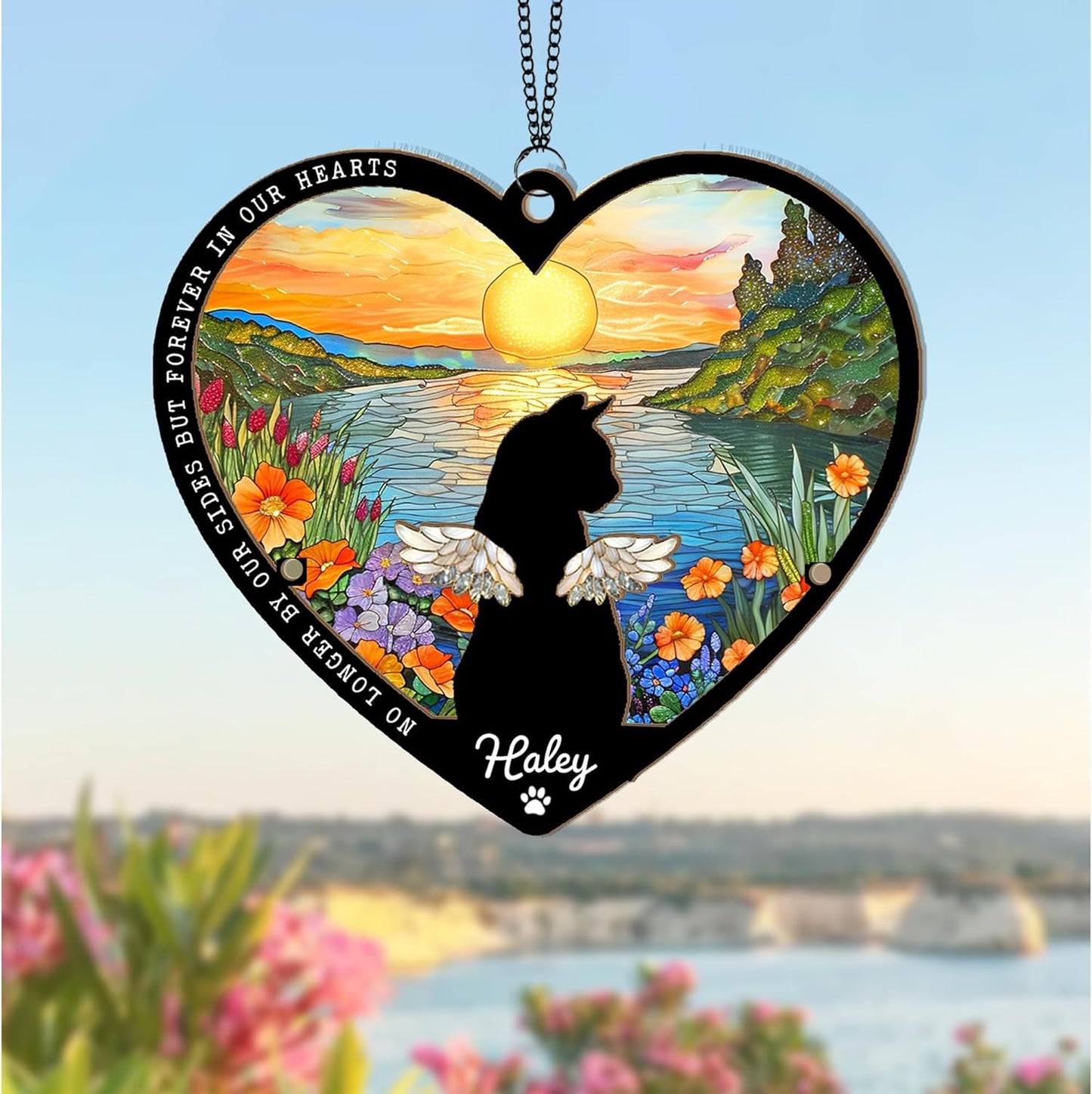 Personalized Cat Memorial Suncatcher – Custom Suncatcher with Name for Up to 3 Cats, Sympathy Gift for Pet Loss, Memorial Gift for Cat Lovers