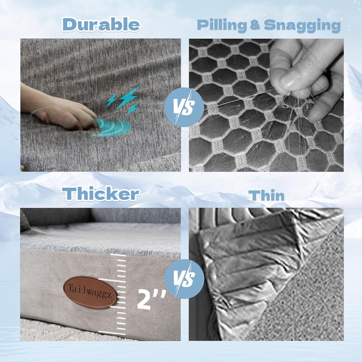 Cooling Pet Bed for Small Dogs and Cats, Waterproof Orthopedic Dog Sofa Bed, Supportive Foam Pet Couch Bed with Washable Removable Cover, Waterproof Lining and Nonskid Bottom(Small, Grey)