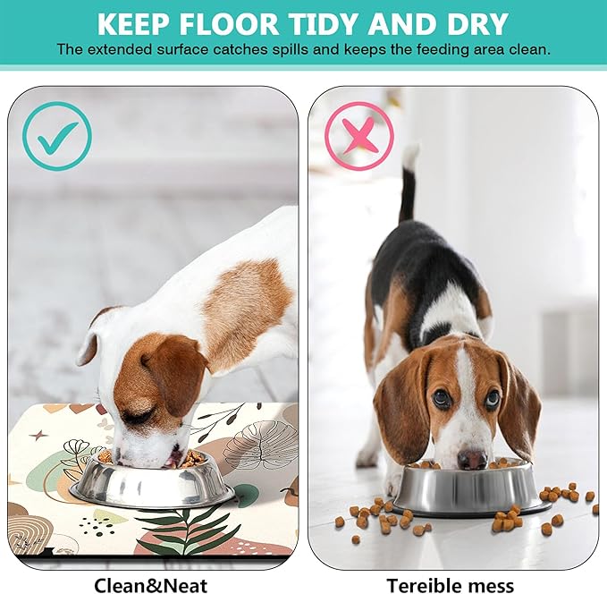 Pet Feeding Mat for Floors Waterproof Dog Mat for Food and Water Absorbent Quick Dry Non Slip mat for Cat Bowls