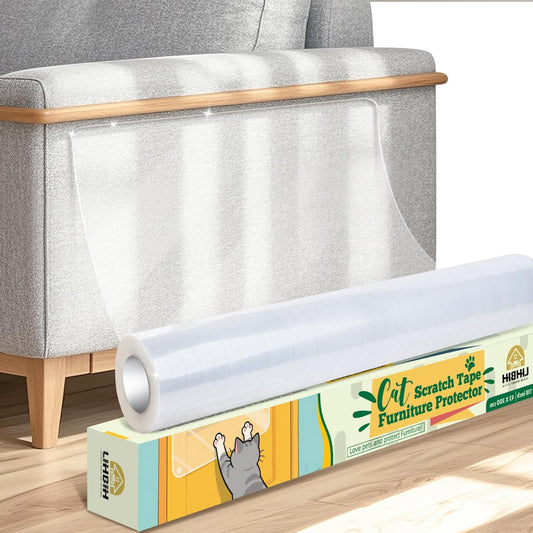 Anti Cat Scratch Furniture Protector, 17" x 118" Self-Adhesive Couch Protector for Cat Claws, Heavy Duty Couch Cover Furniture Protectors from Cats Scratching Tape for Sofa, Corner, Door, Chair