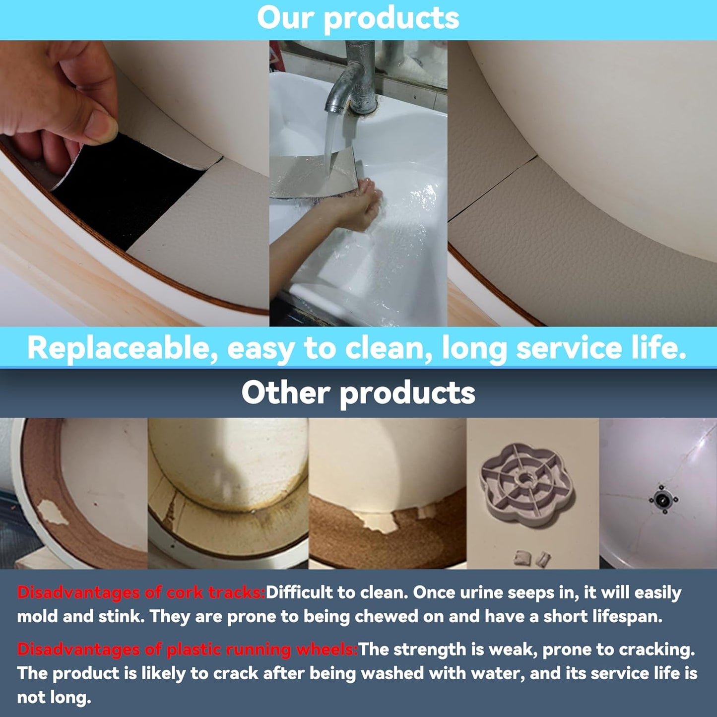 Hamster Silent Exercise Wheel – Wooden Hamster Wheel with Removable Washable Track, Quiet Exercise Wheel for Gerbils, Mice, Chinchilla,Small Animal – Prevents Boredom Depression(M)