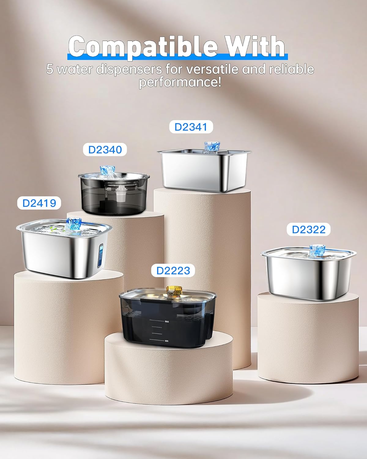 (4 Pack) Pet Water Fountain Filters Replacement, Filter Cartridge for lesotc Dog Water Fountain/Dog Water Bowl Dispenser, High-Efficiency & Safer & Cleaner Water