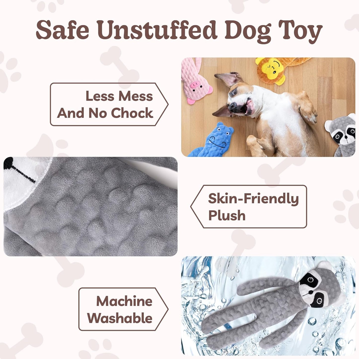 SHARLOVY No Stuffing Dog Toys Squeaky for Large Dogs, Crinkle Puppy Teething Toys to Keep Them Busy, Plush Interactive Doggie Long Lasting Chews for Aggressive Chewers