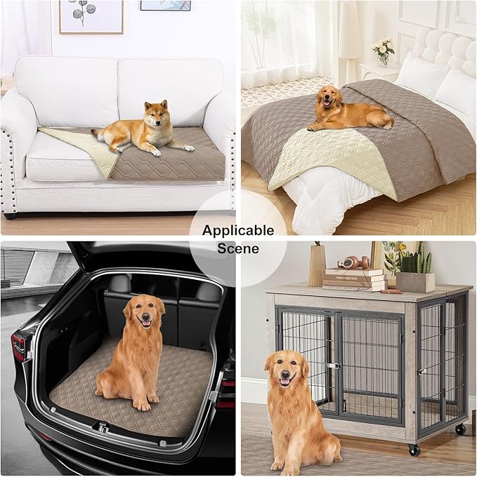 Smiry Waterproof Dog Blanket, 30x53 Inch Soft Pet Bed Cover Reversible, Washable Sofa Couch Furniture Protector for Small Medium Large Dog Puppy Cat, Taupe/Beige