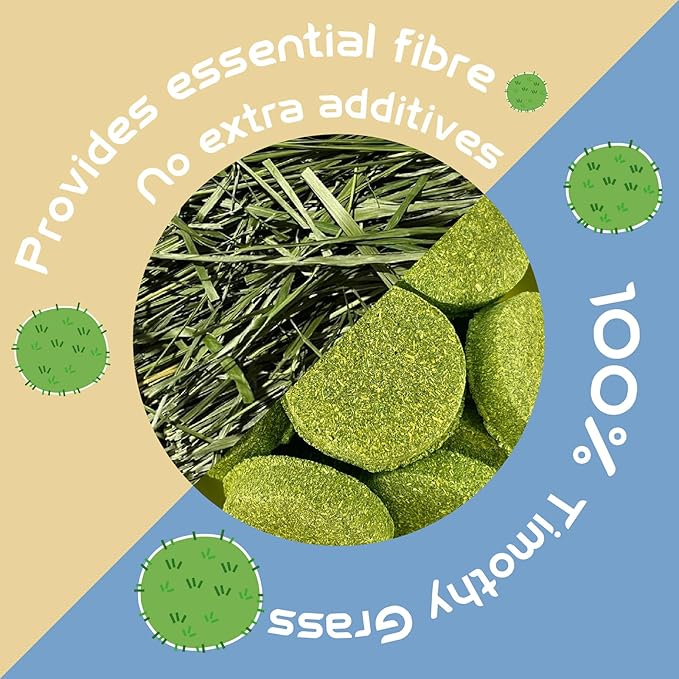 Timothy Grass Dental Chews Hard Round Hay Biscuits for Small Pets Rabbit Hamsters Guinea Pig Chinchilla Feed (7 Packs per Bag)