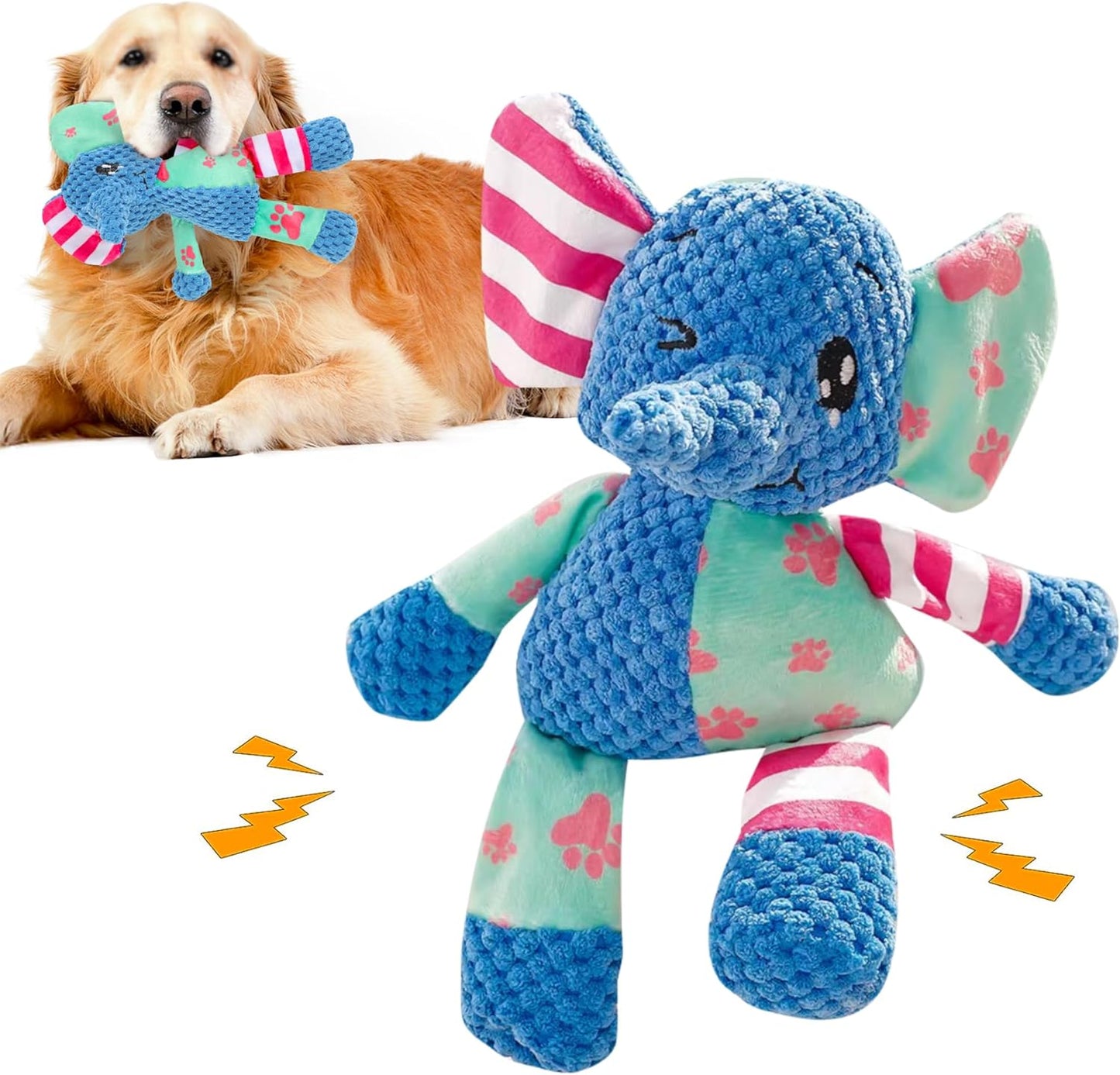 Elephant Indestructible Dog Toys - Squeak & Rope Toy for Large Dogs & Aggressive Chewers, Puppy Teething Toys