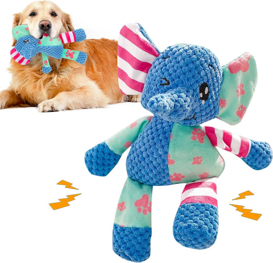 Elephant Indestructible Dog Toys - Squeak & Rope Toy for Large Dogs & Aggressive Chewers, Puppy Teething Toys