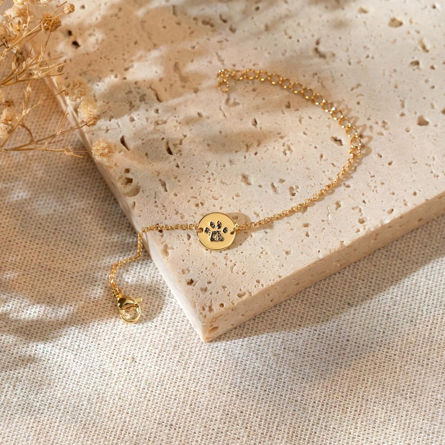 Personalized Pet Name Bracelet Dog/Cat Paw Bracelet Animal Friendly Jewelry Custom Pet Lover Gift Photo Projection Bracelet for Women Mom