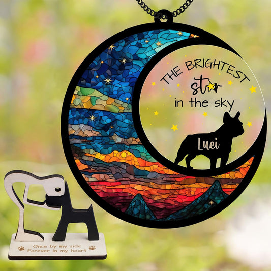 Custom Dog Memorial Suncatcher, Personalized Name Breeds, Pet Ornament Window Car Hanging, Sympathy Gift for Loss of Pet, Bereavement Keepsake Remembrance Gifts for Dog Lovers