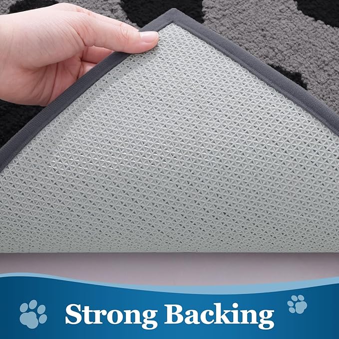 Buganda Dog Door Mat for Muddy Paws, Absorbent Dirt Trapper Washable Indoor Doormats, Non Slip Low-Profile Mud Mat for Dogs, Front Entrance Doormat for Inside Floor (40x32 Inches, Grey)