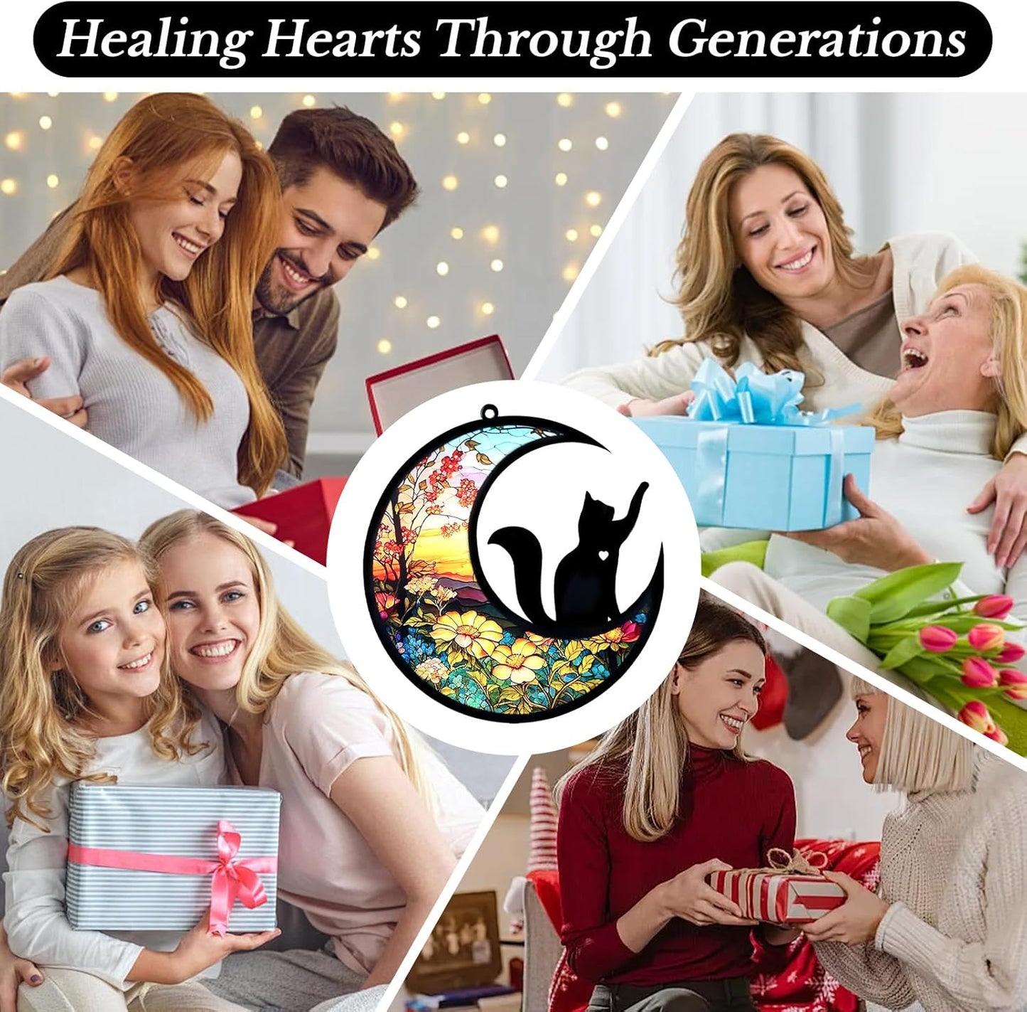 Pet Memorial Suncatcher, Loss of Cat & Dog Sympathy Gifts, Hanging Stained Acrylic Light Catcher, Cat & Dog Memorial Ornament for Pet Lovers, Sunset Pattern