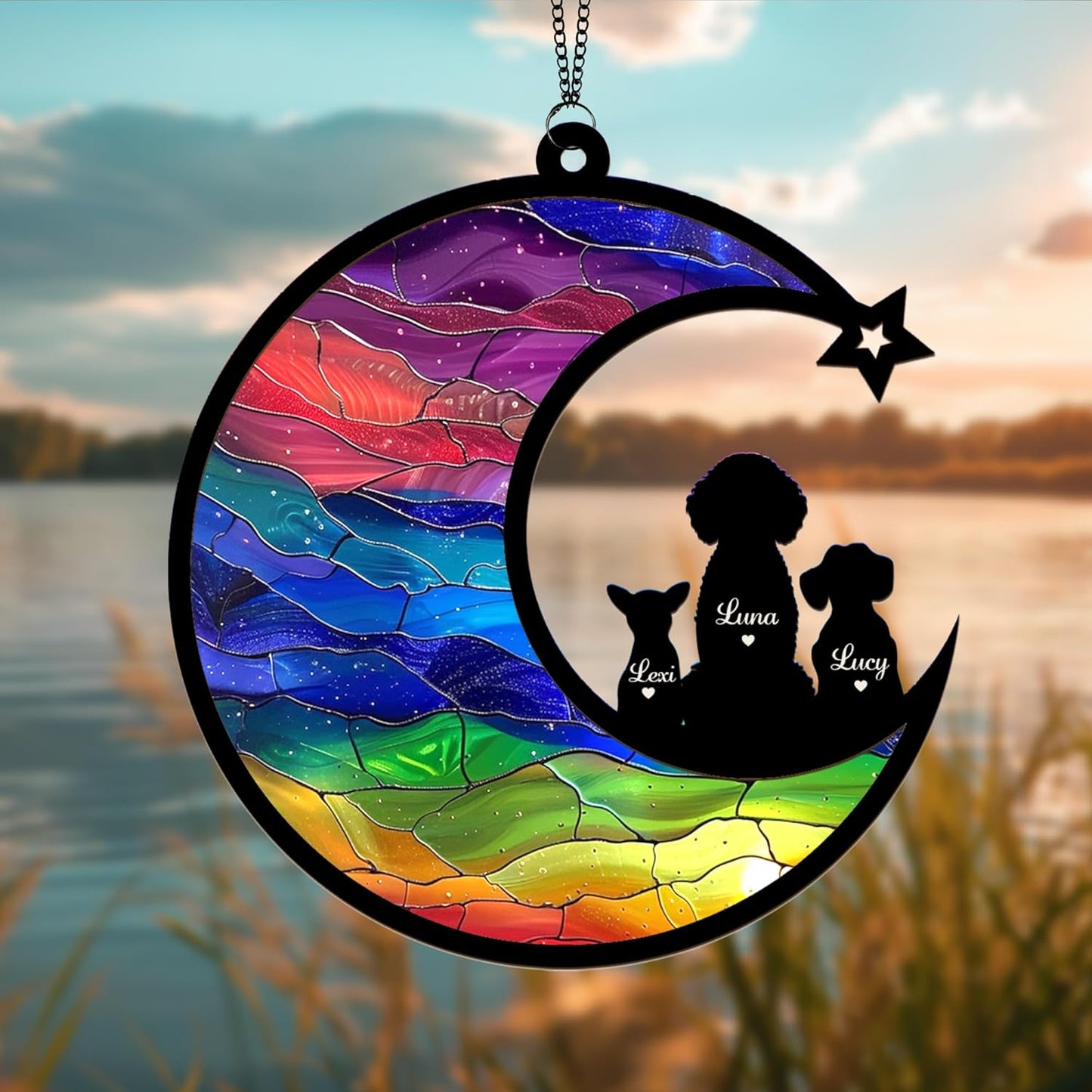 Personalized Dog Rainbow Bridge Suncatcher – Custom Dog Loss Sympathy Gift, Memorial Suncatcher for Dog Lovers, Pet Remembrance Keepsake