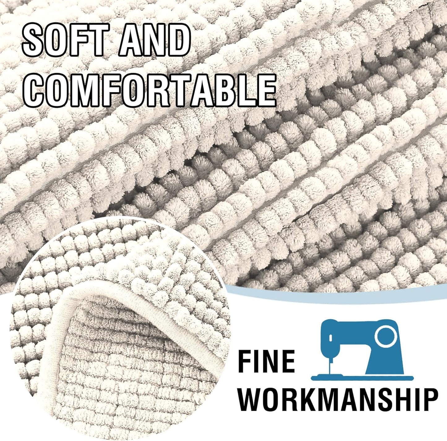 H.VERSAILTEX Plush Chenille Couch Armrest Cover 2 Packs Thick and Soft Sofa Covers Furniture Protector Cover for Pets (27.5" x 27.5", Ivory)