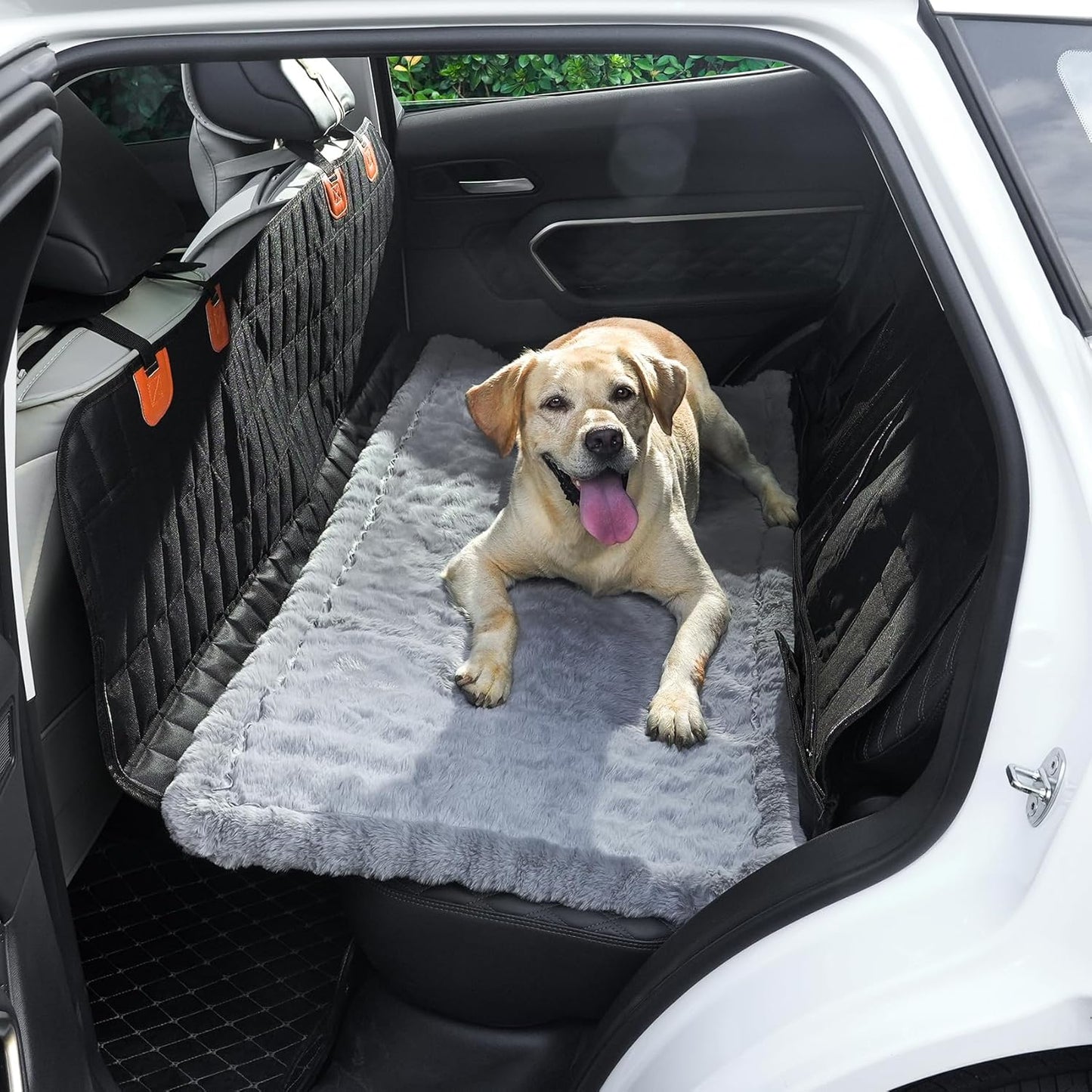 Dog Car Seat Cover for Back Seat, Plush Dog Bed Mat for Car, Fit for Backseat Extenders, Travel Pet Mat, Nonslip Soft Pet Pad for Cars Trucks and SUVs (Light Gray, 24.8x54 inch)