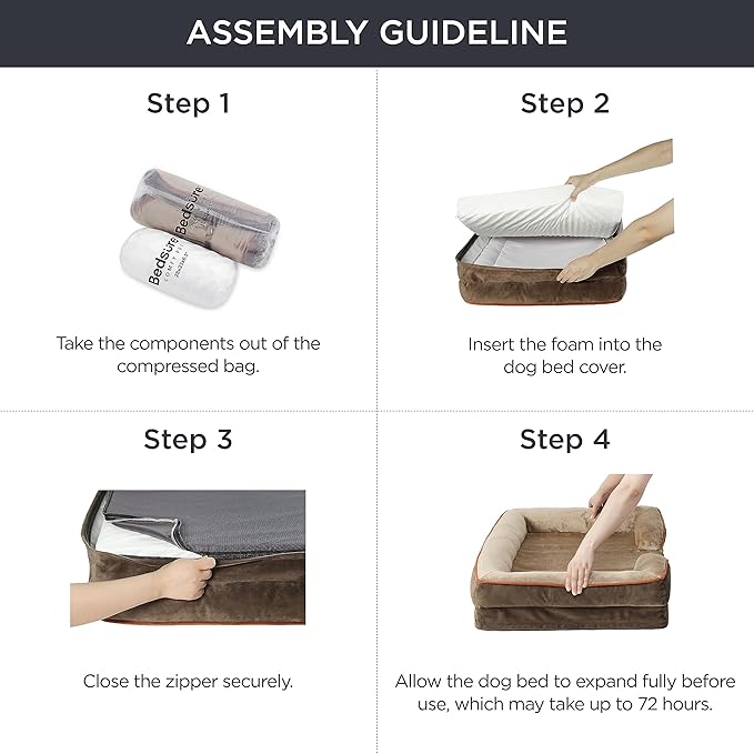 Bedsure Orthopedic Dog Beds Large Sized Dog - Washable Large Dog Cat Bed Waterproof, Comfort Dogs Couch Sofa with Washable Removable Cover, Pet Bed with Nonskid Bottom, Brown, 35"