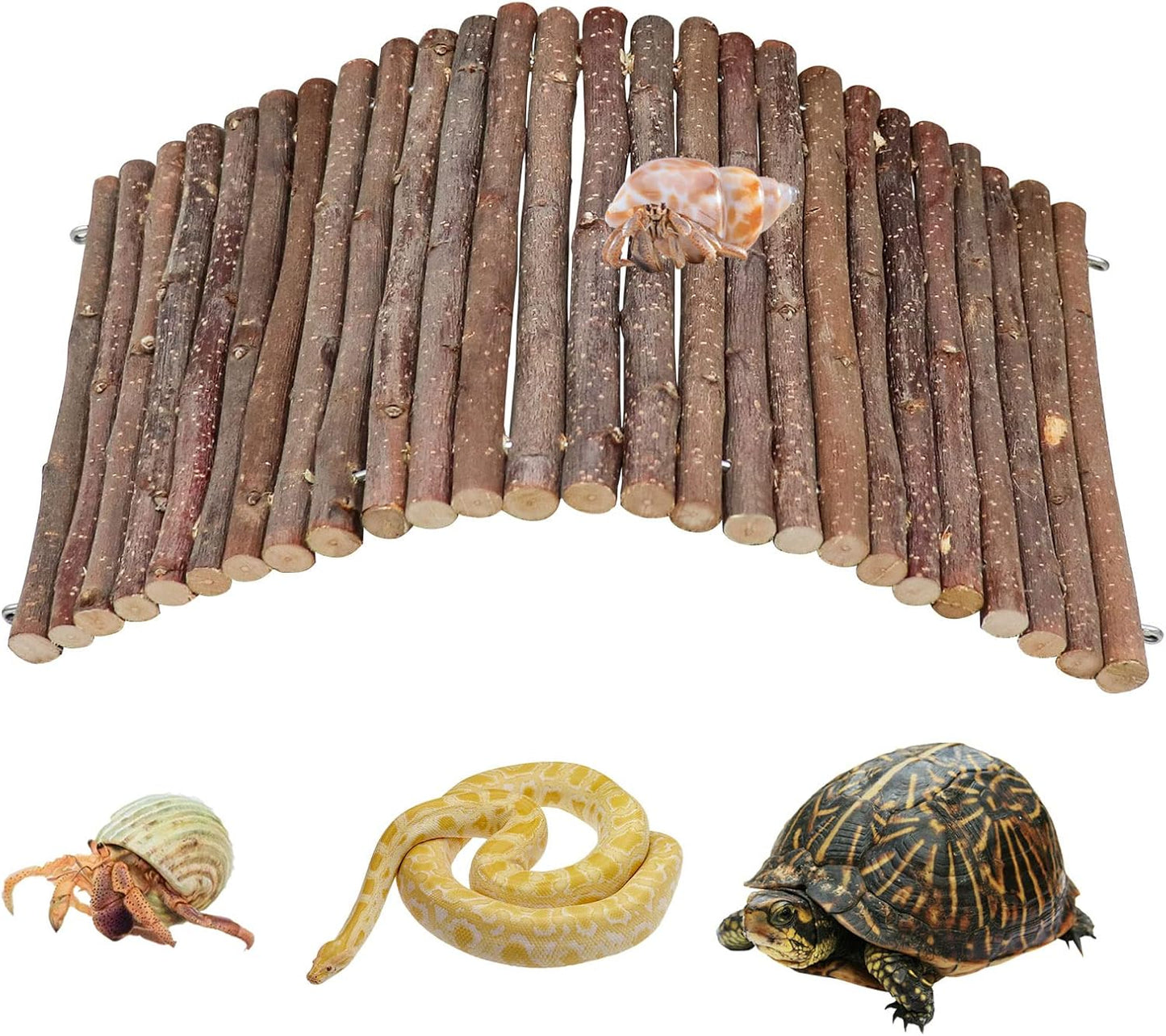 Hermit Crab Climbing Toys, Wooden Hermit Crab Hideout, Reptile Tank Habitat Decor, Bendable Ladder Bridge Tunnel Toys for Lizard Chameleon Hamster Rats Chinchilla Guinea Pig Rabbit Bearded Dragon
