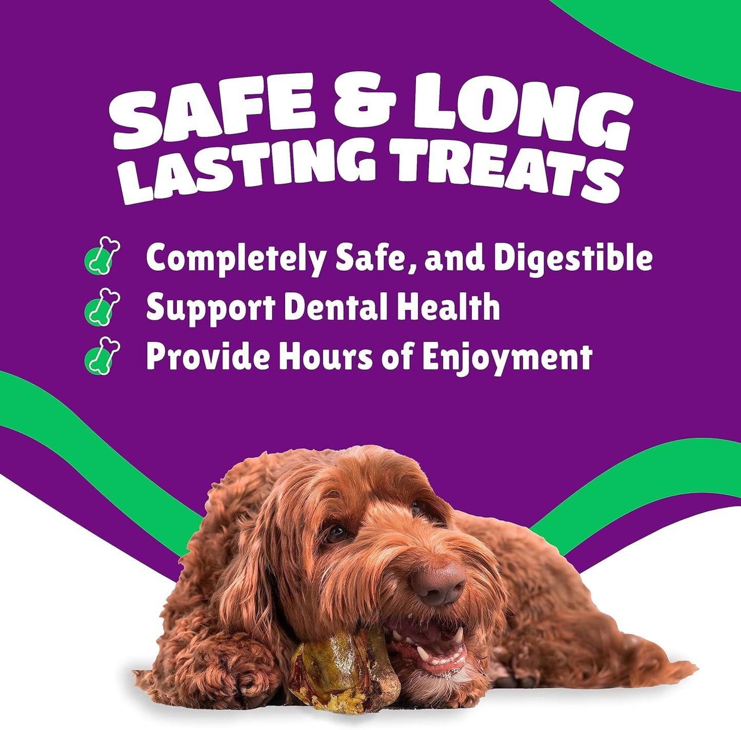 Dog Bones for Aggressive Chewers, Knee Caps for Dogs, Beef Bones for Large Dogs, Medium, and Small, Long Lasting Knee Bone for Dog, 10 Count