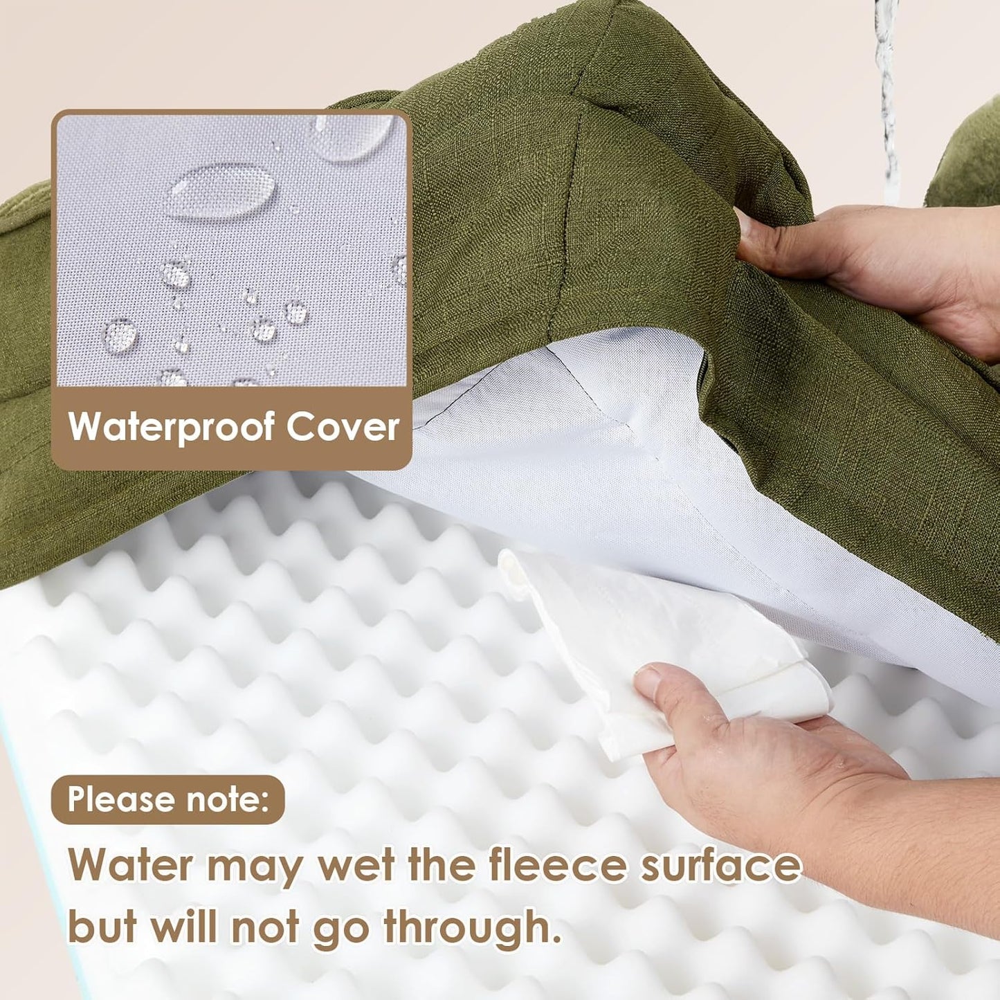 EHEYCIGA Orthopedic Dog Beds for Extra Large Dogs 44x32Inch, Waterproof Memory Foam XL Pet Bed with Sides, Non-Slip and Egg-Crate Foam Big Dog Couch Bed with Washable Removable Cover, Olive Green