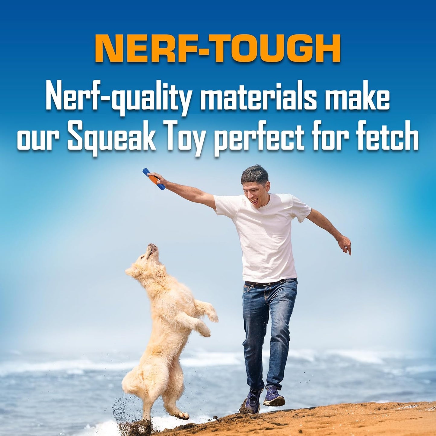 Nerf Dog 11.5in TPR EXO Squeak Stick - Blue/Orange