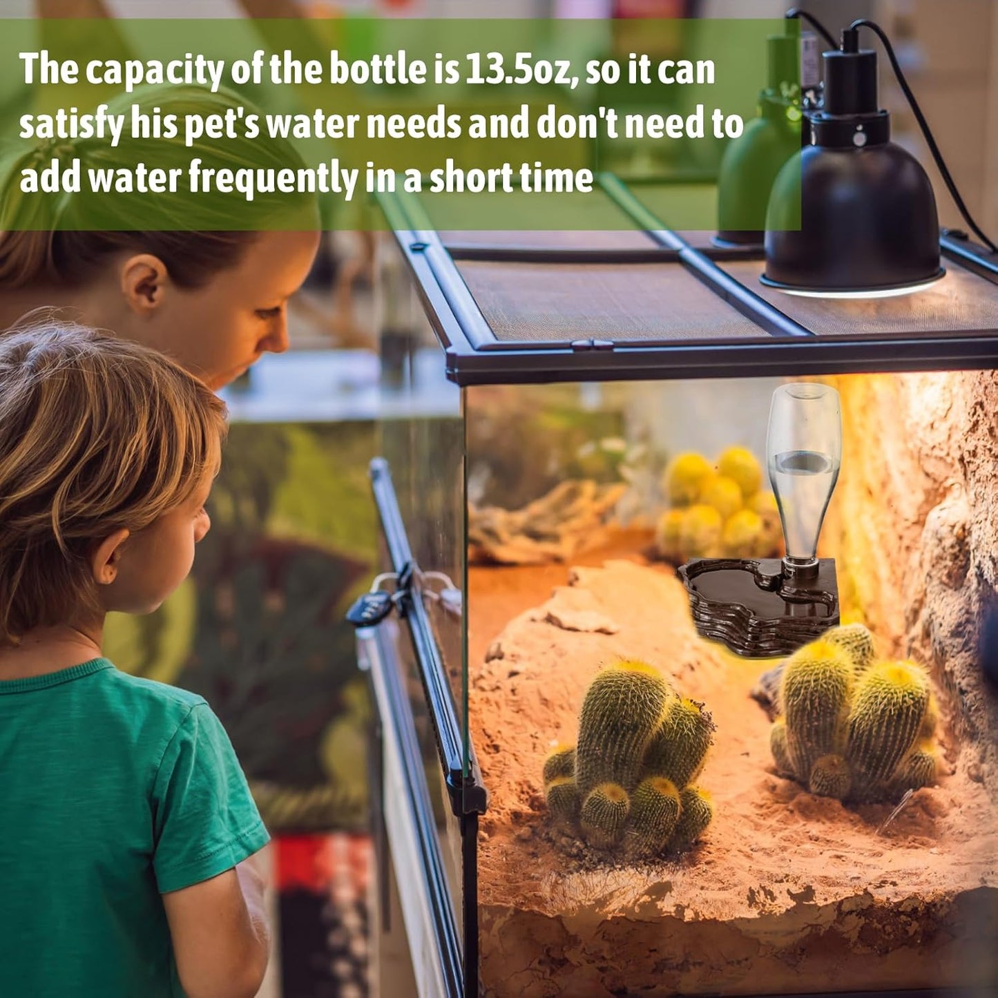 Mumufy 2 Pack Reptile Water Feeder Automatic Water Dispenser Waterer 13.5Oz Feeding Accessories Tank Lizards Waterer for Bearded Dragon Terrarium Turtle Tank Feeding Geckos Frog (Brown)