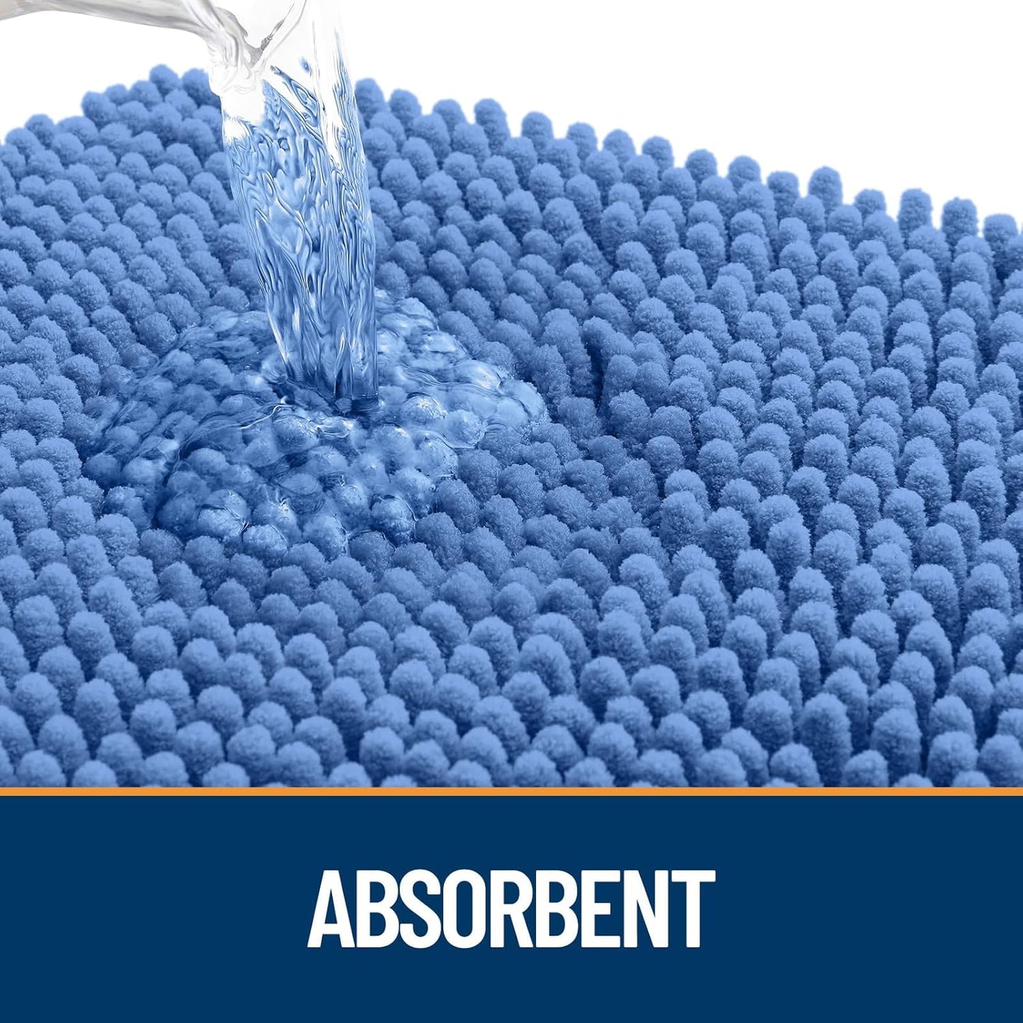 OLANLY Dog Door Mat for Muddy Paws 30x20, Absorbs Moisture and Dirt, Absorbent Non-Slip Washable Doormat, Quick Dry Chenille Mud Mat, Entry Indoor Entryway Carpet for Inside Floor, Cornflower Blue