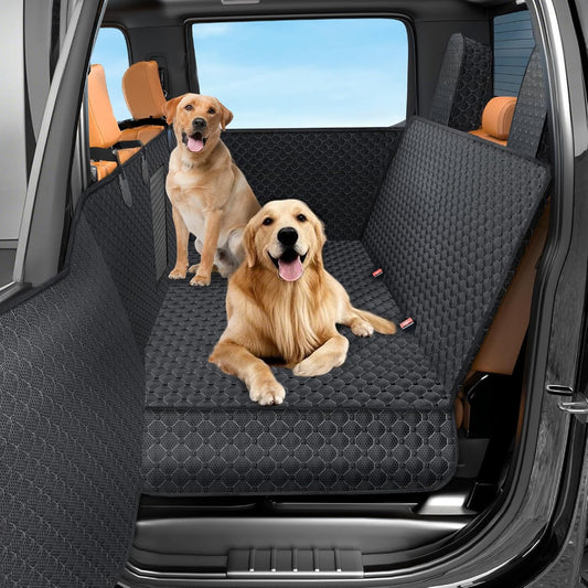 Truck Back Seat Extender for Dogs, Upgraded Waterproof Pet Seat Cover with Door Protection, Hard Bottom, Holds 420lbs, Dog Hammock for F150/Silverado 1500/GMC Sierra 1500/RAM 1500/Titan