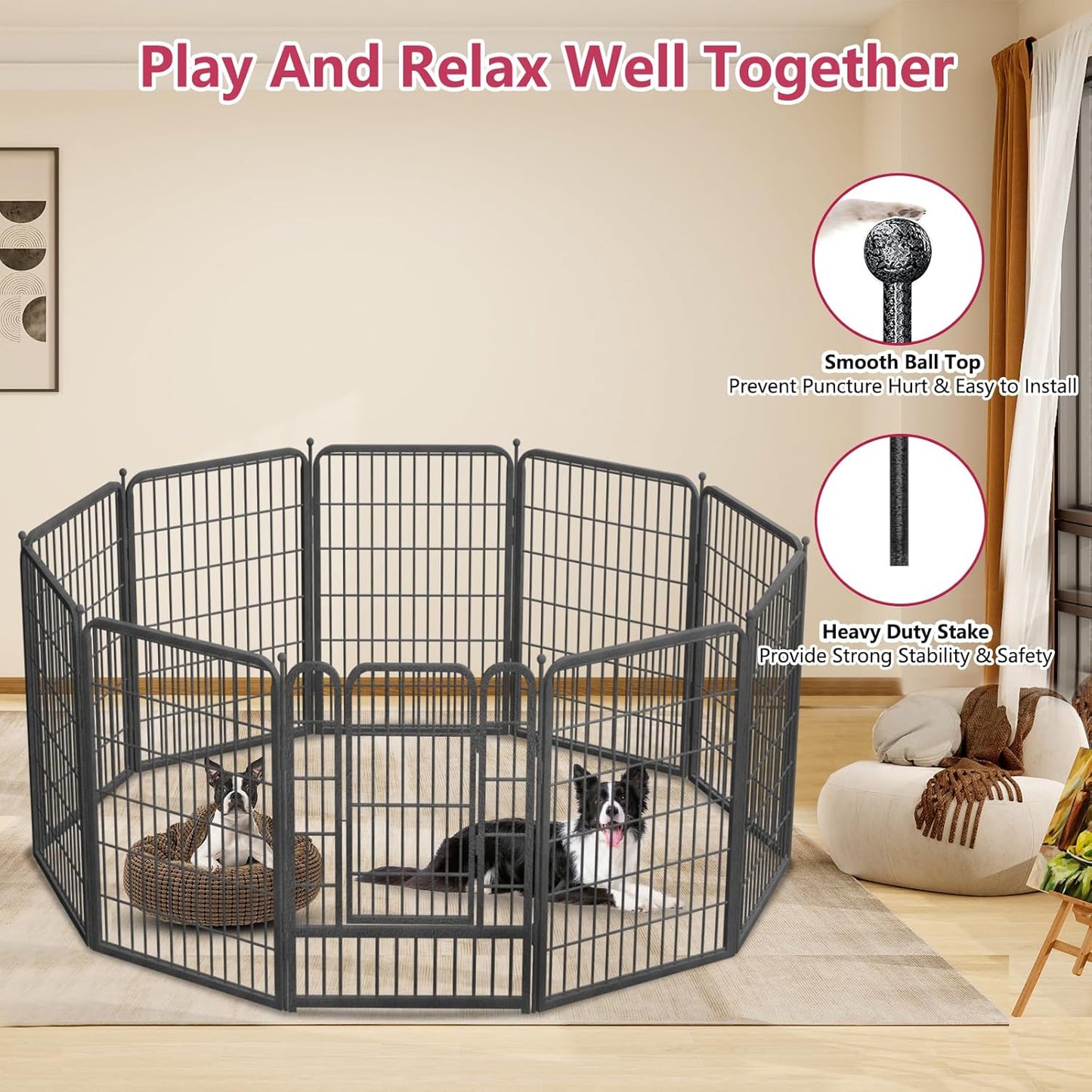 Dog Playpen 40" Height 14 Panels Portable Pet Fence Outdoor for Yard Indoor Dog Pen Puppy Playpen Indoor for Medium/Small Animals, Heavy Duty Pet Pen for RV, Camping, Yard