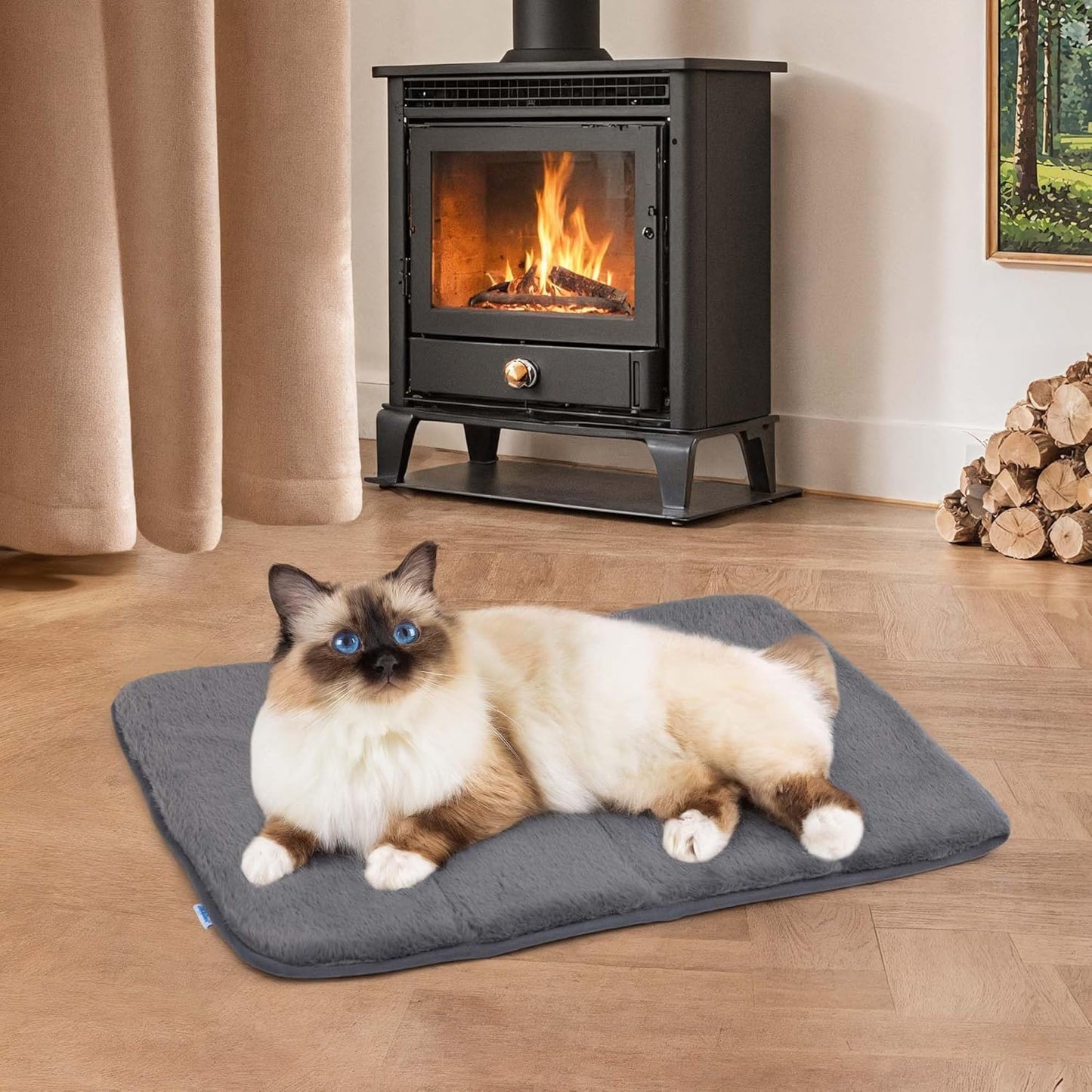 Dog Crate Pad for Small Dogs - Orthopedic Dog Bed with Memory Foam, Washable Soft Warm Pet Mat with Non-Slip Bottom, Grey