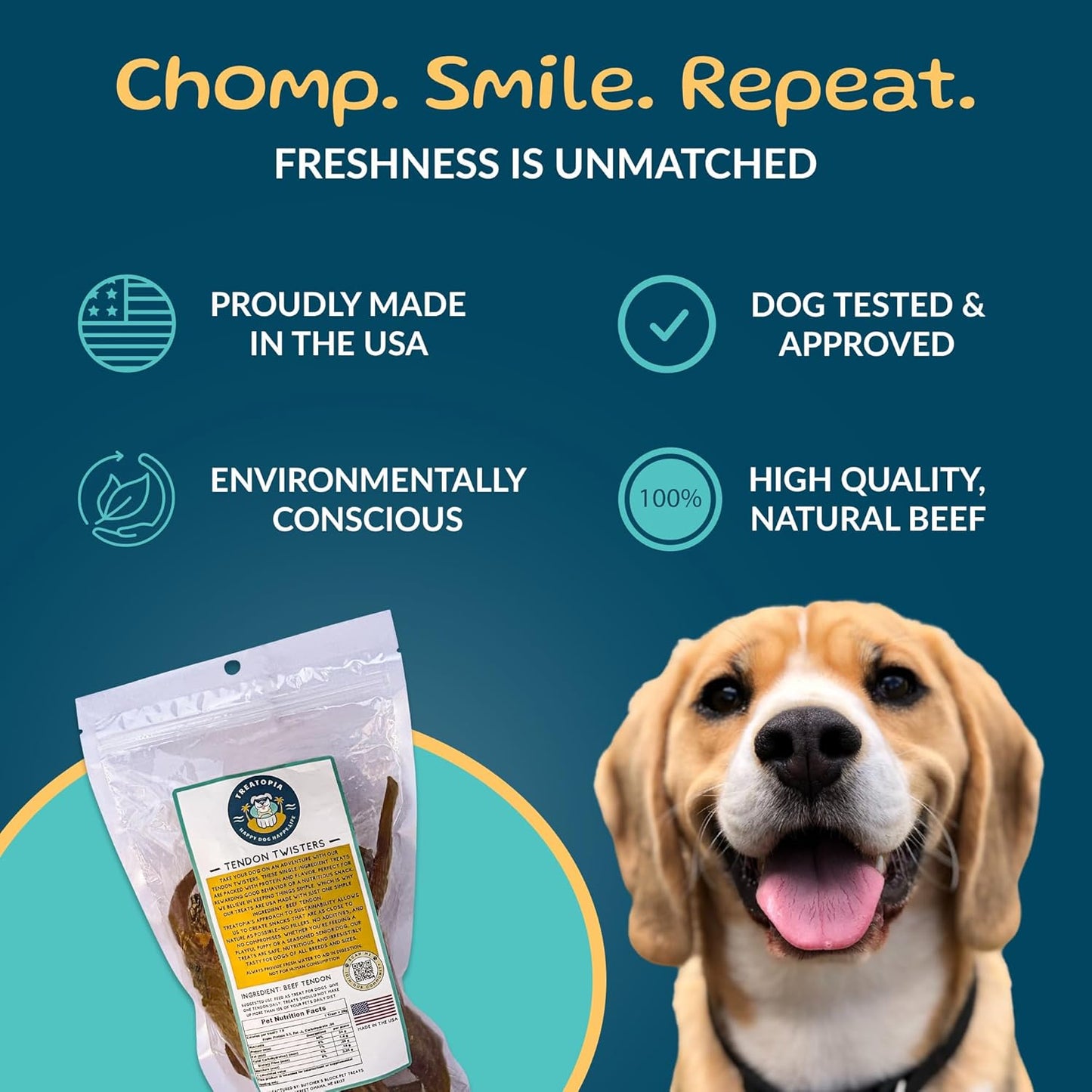 Mixed Beef Tendon Twisters Dog Treats, 8 Ounce Bag - All-Natural, Sustainable, Healthy, High Protein, Hand-Trimmed, Slow-Roasted, Made in The USA, Nutritious, No Additives, No Fillers