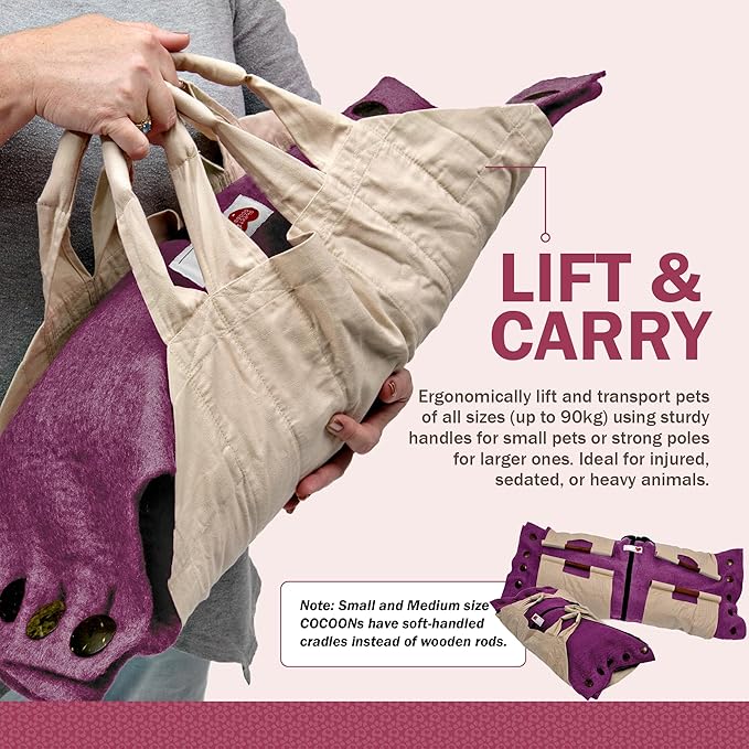 Cocoon® - Eco-Friendly Pet Burial & Cremation Ceremony Kit (Premium Wool) - Casket for Dogs and Cats (Choose Size & Color) (Large, Magenta)