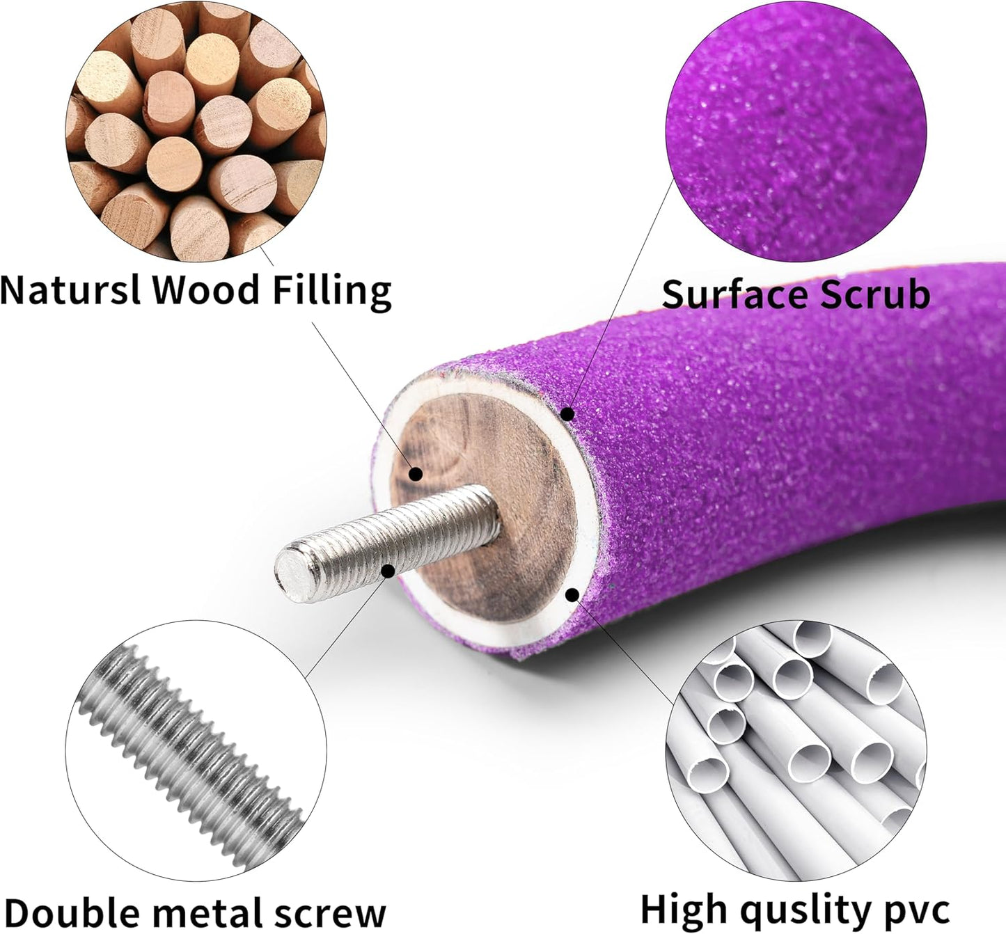 U Shape Parrot Perch Stand Toy Bird Platform Sand Paw Grinding Clean Stick Exercise Conure Budgie Cockatiel Cage Accessories (Purple)