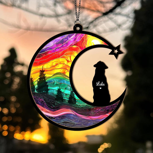 Personalized Dog Rainbow Bridge Suncatcher – Custom Dog Loss Sympathy Gift, Memorial Suncatcher for Dog Lovers, Pet Remembrance Keepsake
