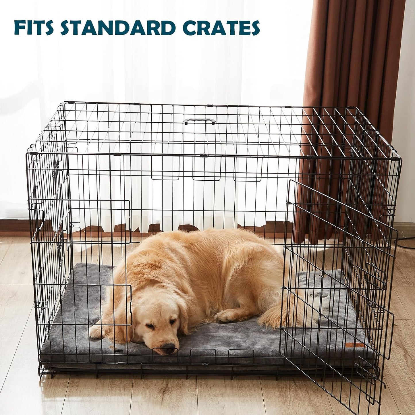 Dog Crate Pad - Extra Large Dog Beds with Removable Washable Cover and Waterproof Lining - XXL Memory Foam Pet Bed for Crate - Reversible Kennel Mat (Cool & Warm), 48-inch, Grey