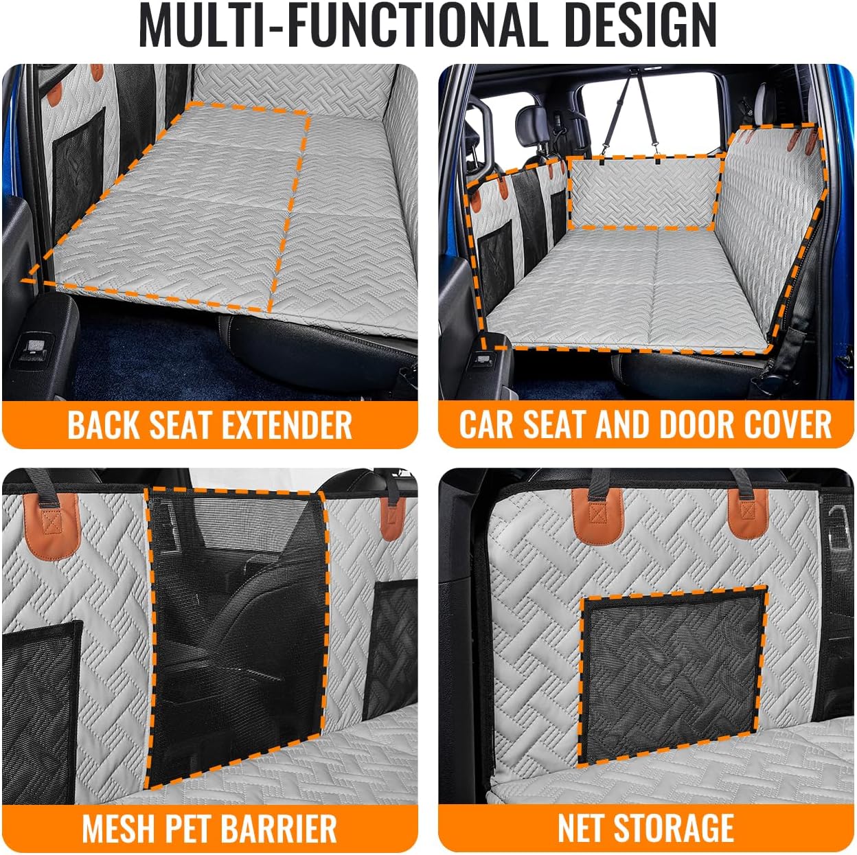 Dog Back Seat Extender for Truck,Dog Seat Cover Back Seat,Dogs Hammock,Hard Bottom Backseat Extender for Pet,Pet Seat Cover for F150/RAM1500/Silverado